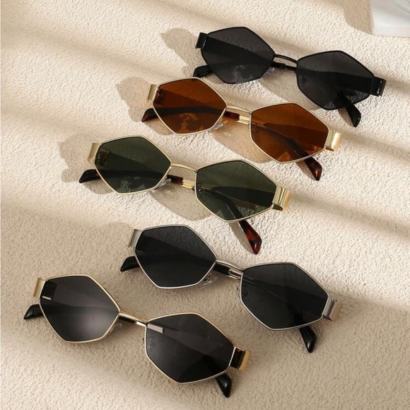 Other - Retro Multi Color Hexagon Shaped Metal Sunglasses OS New
